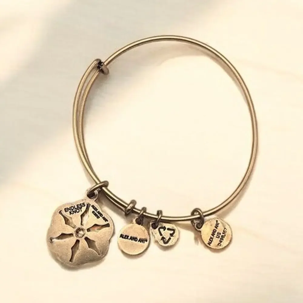 Alex & Ani Rafelian Gold Endless Love Knot Bangle Bracelet